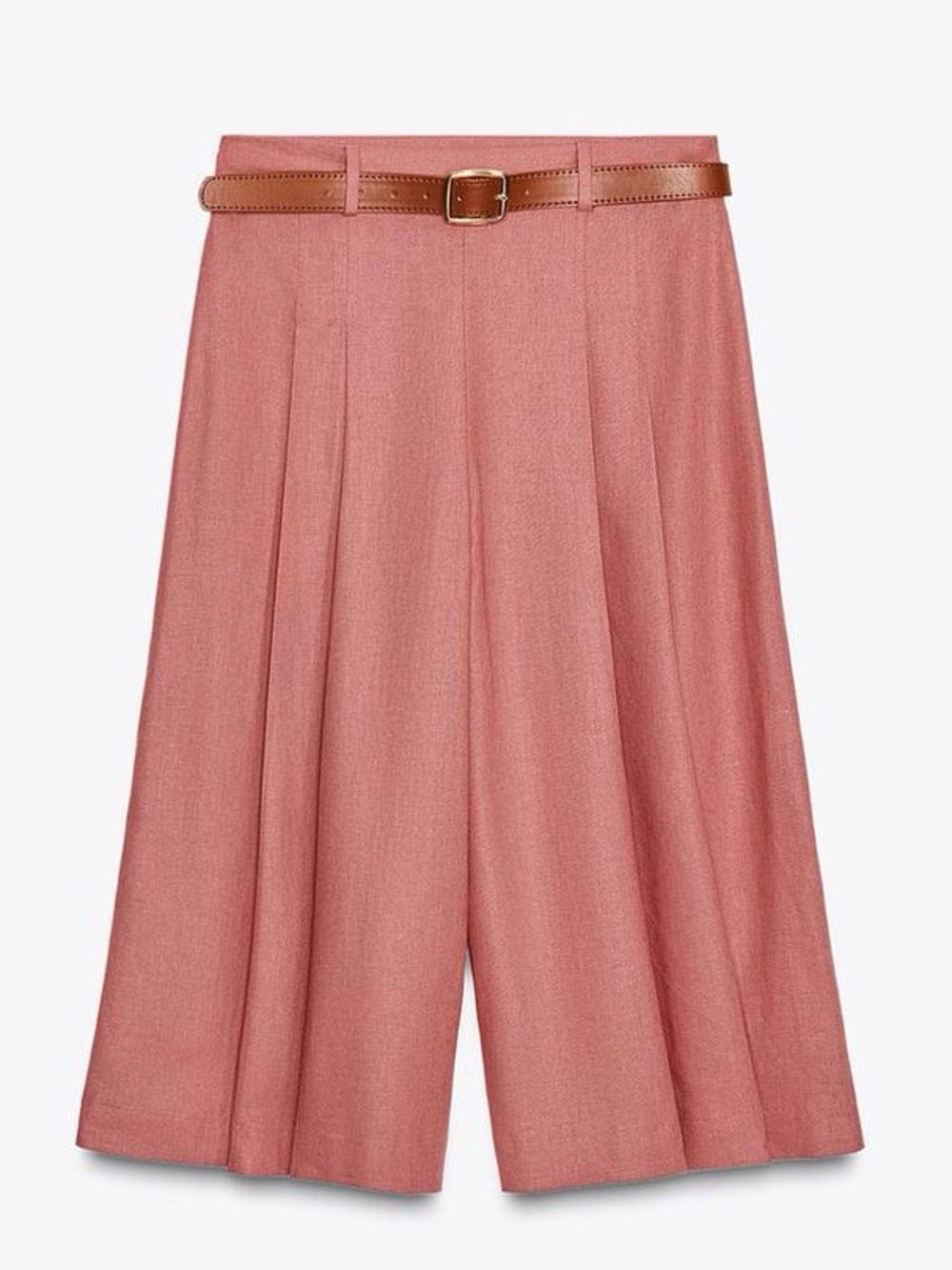 Zara Marsala Linen Blend Bermuda Shorts with Belt. Marsala. M NWT